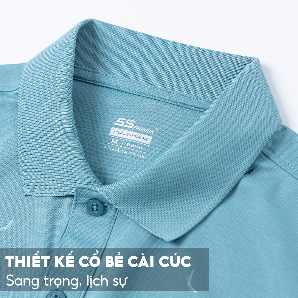 Áo Polo Nam Có Cổ 5S FASHION, Chất Micro Cotton Air, Thiết Kế In Tràn Họa Tiết Lịch Lãm (APC23088)