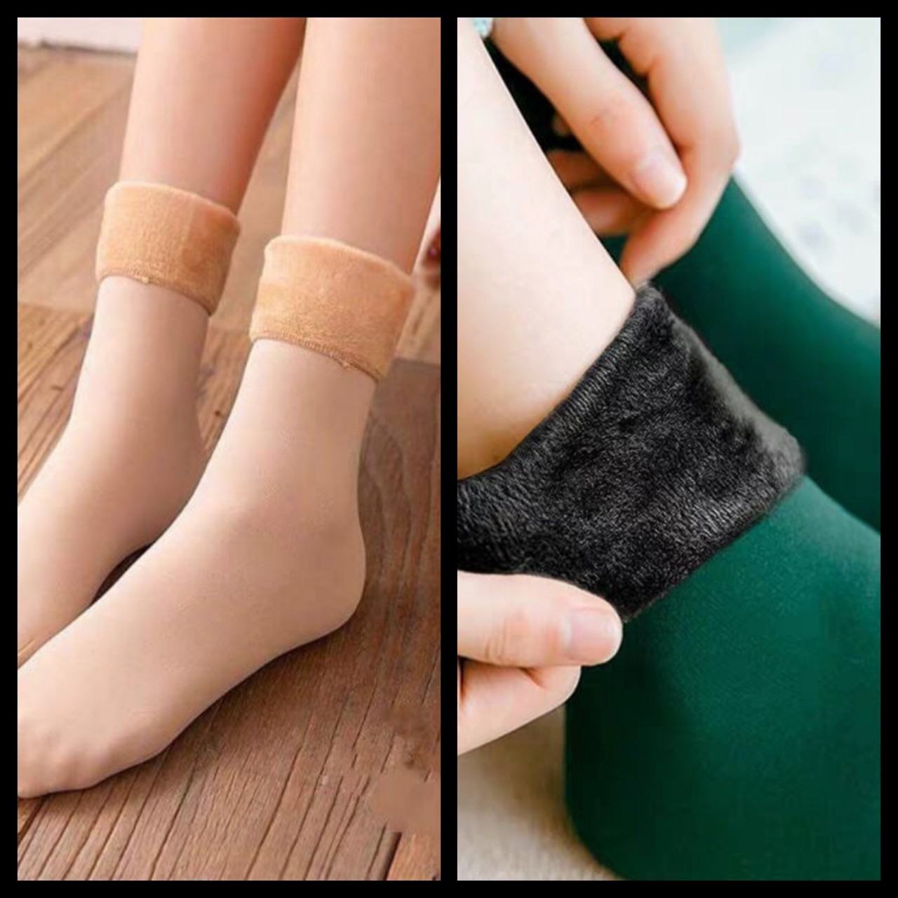 ComBo 2 Đôi Tất Nữ Lót Lông Tuyết Siêu Ấm Áp