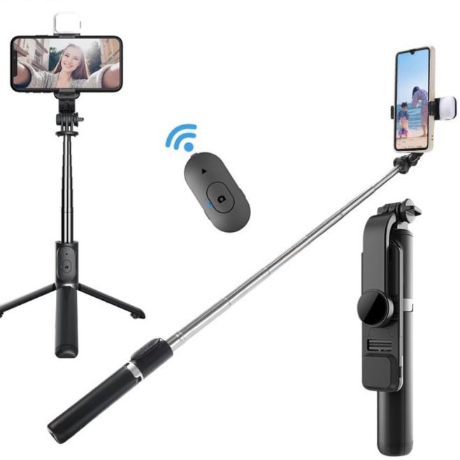 Gậy chụp ảnh tự sướng Selfie có led 3 màu và 3 chân chống giữ điện thoại