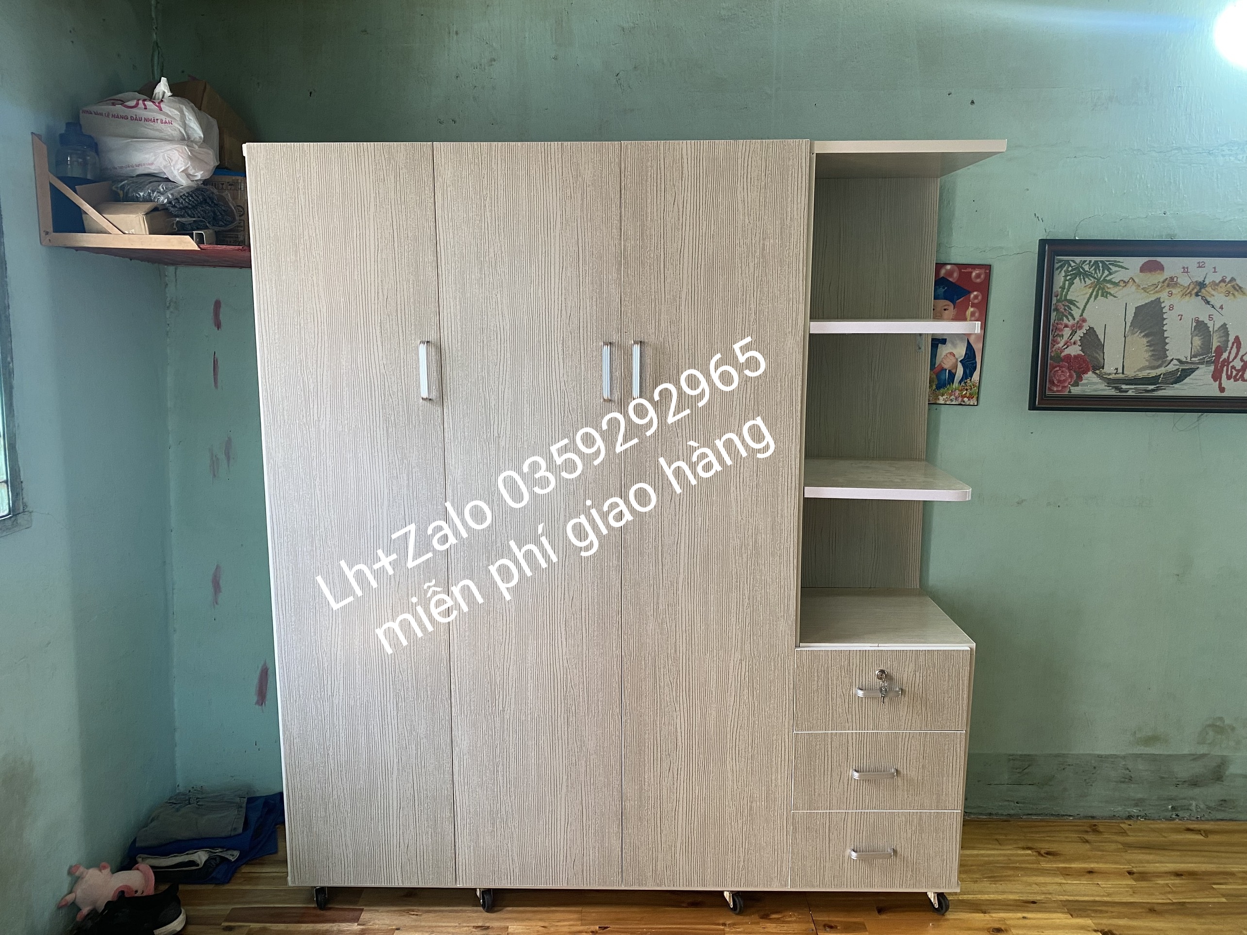 Tủ nhựa đài Loan 3 cánh 1 kệ
