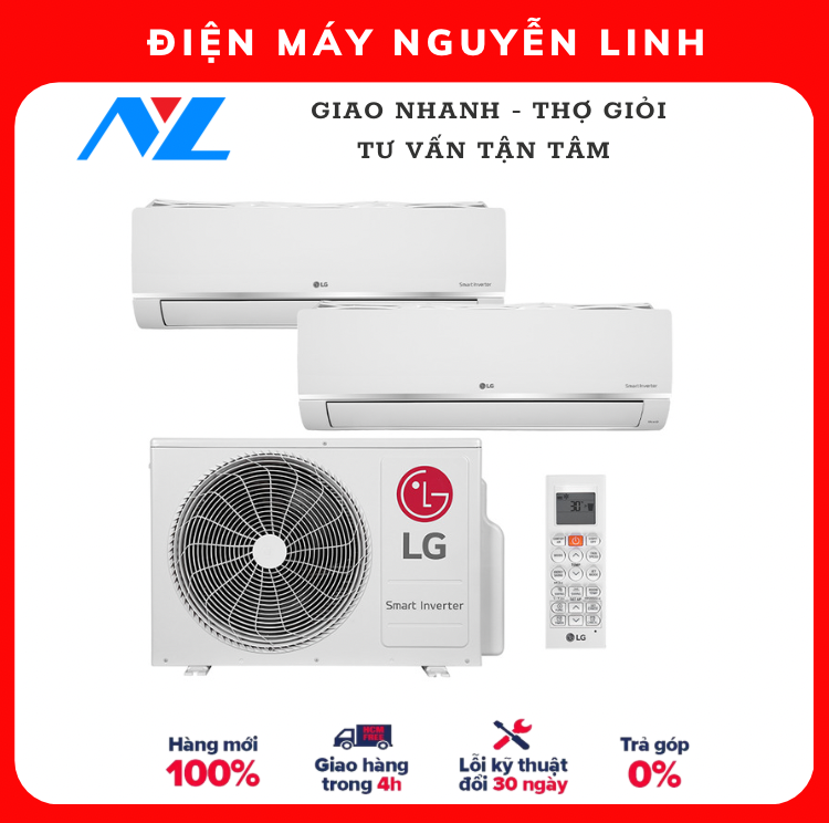 Bộ multi LG 2 dàn lạnh 1 HP AMNQ09GSJB0 và 1.5 HP AMNQ12GSJB0 - Hàng Chính Hãng - Chỉ giao HCM