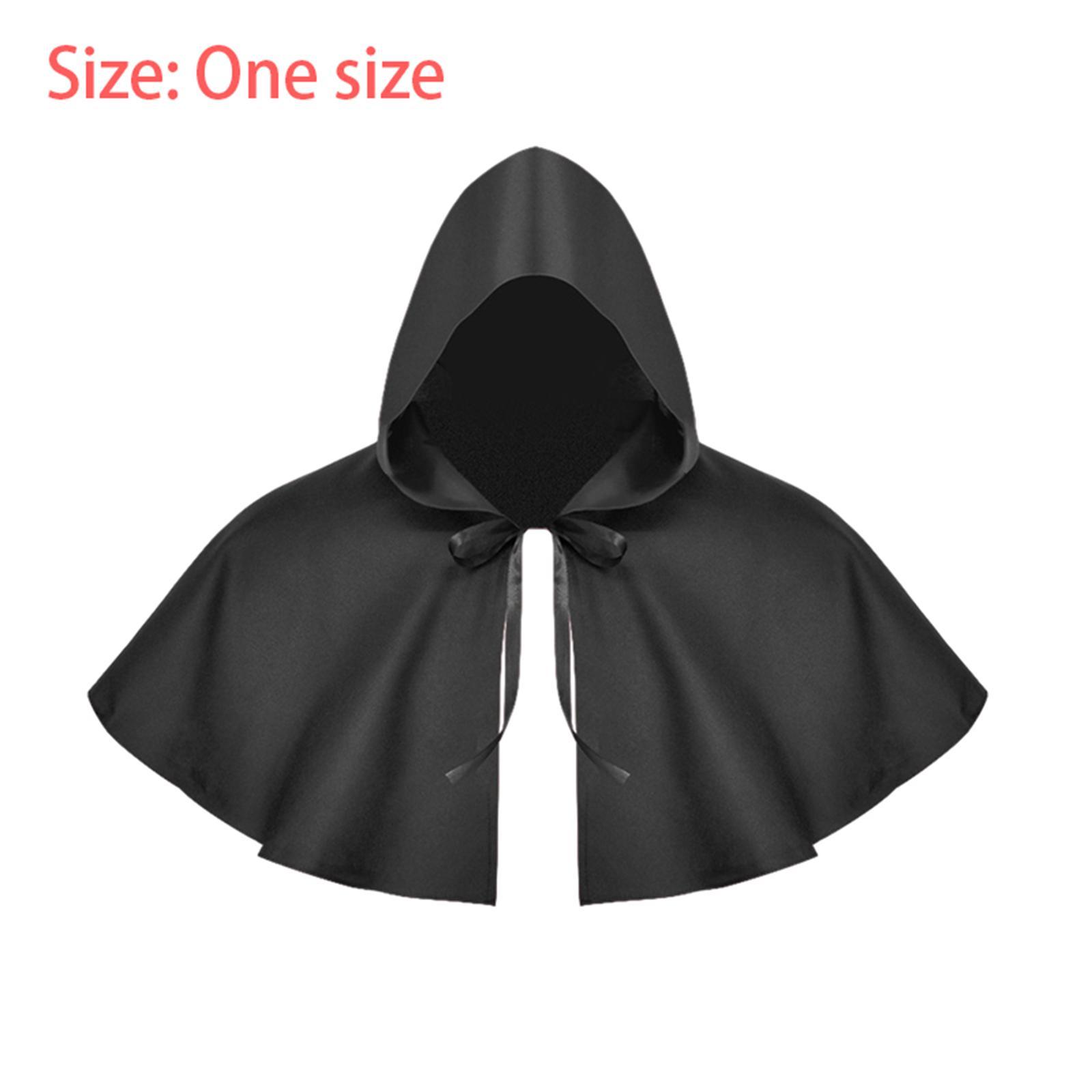 Halloween Cloak Witch Cape Cosplay Unisex Party Gothic Shawl Props Medieval Hooded Cape Hat for Fancy Dress Stage Performance