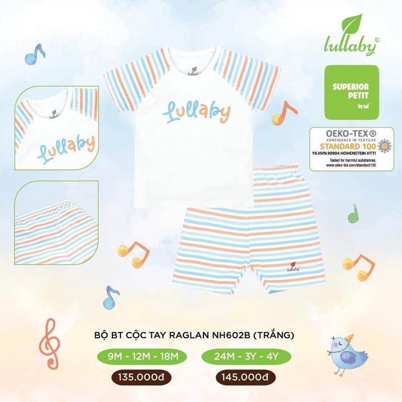 Bộ cộc tay Lullaby(chất petit) dành cho bé trai và bé gái từ 6m đến 4y