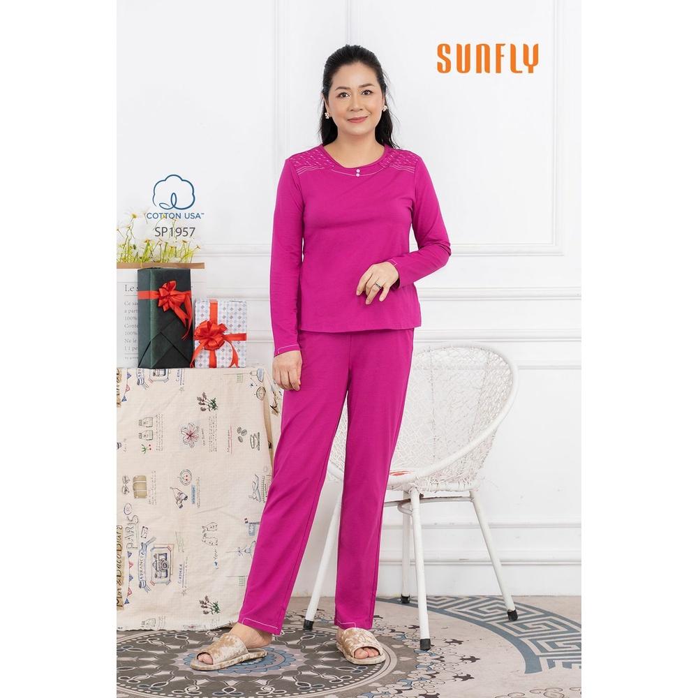 SP1957 ĐỒ BỘ MẶC NHÀ COTTON ÁO DÀI QUẦN DÀI