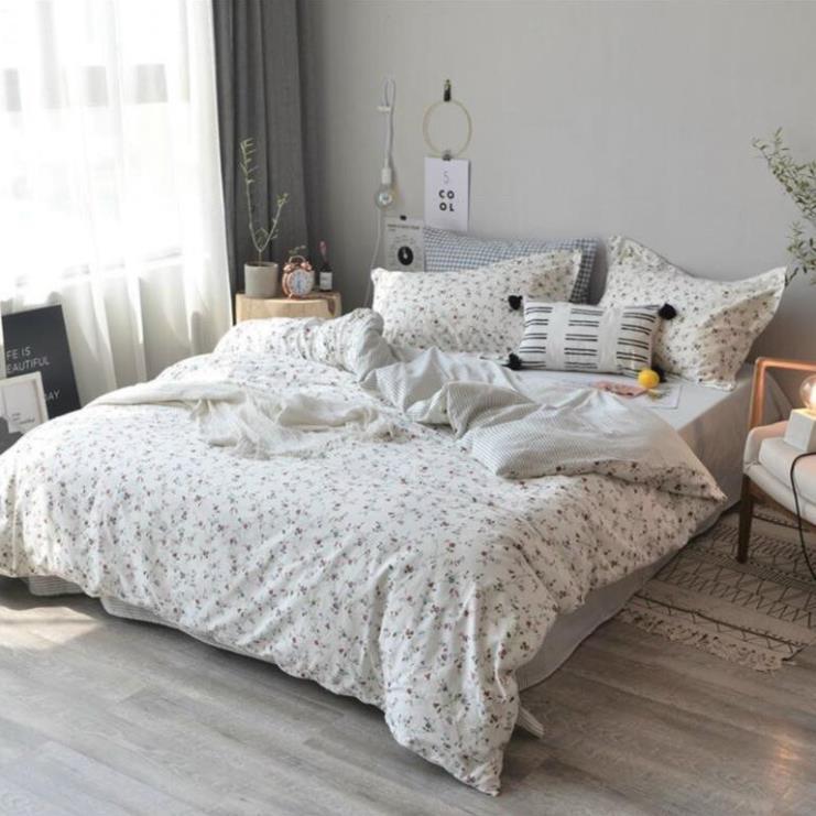 Bộ chăn ga gối Cotton Living 100% Nhànhím_Bedding đủ size giường nệm