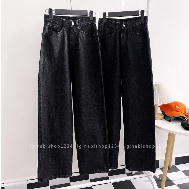 Quần Ống Rộng Suông Nữ Lưng Cao Vải Jeans Trơn Mã 3100 + 3121 (ẢNH THẬT) - Nabishop1234