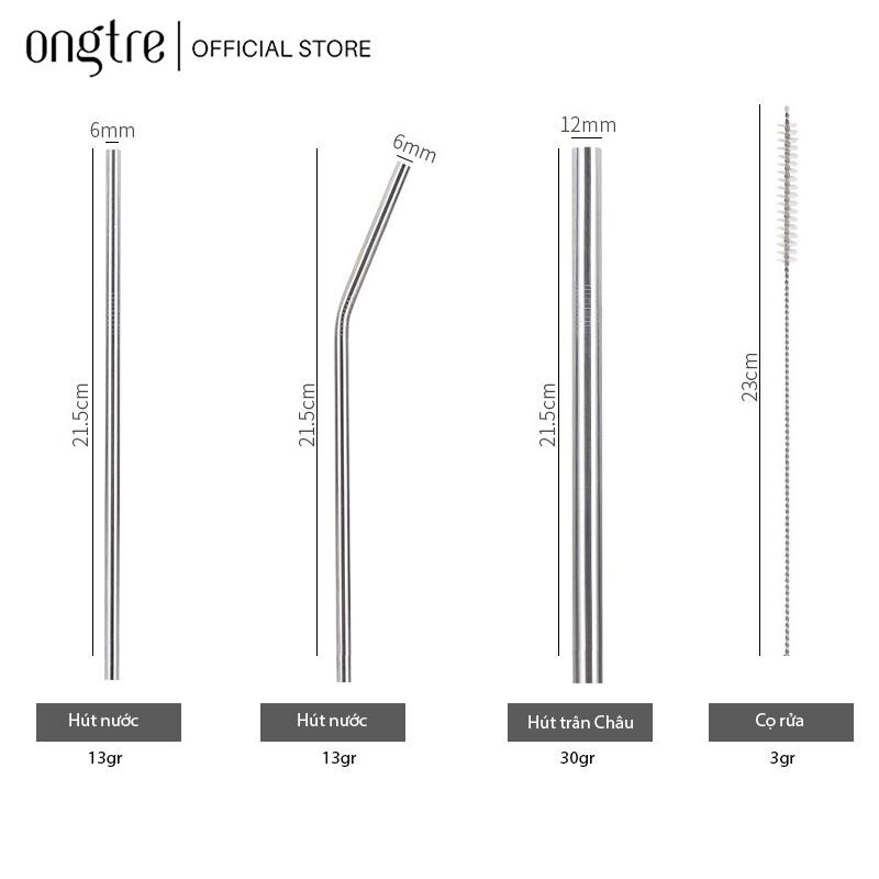 Ống Hút Inox ONGTRE Nhiều Màu Đủ Size, Thép Không Gỉ