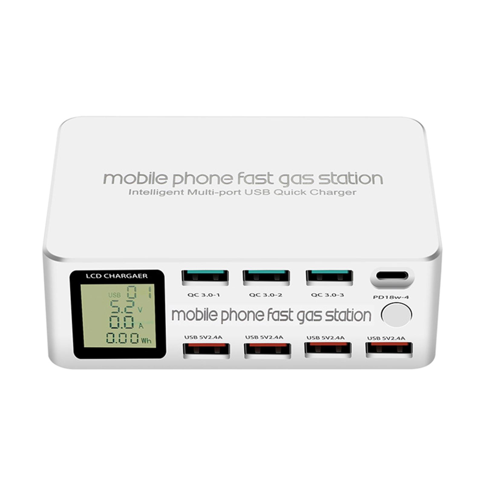 8 Ports Quick Charger Charging Station HUB Type C PD Fast Charger EU-Plug