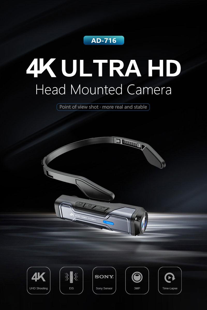 Ultra HD 4K 30 khung hình / giây Máy ảnh đeo được Máy quay POV rảnh tay với Bộ ổn định trục Gimbal cảm biến WiFi 2.4/5G cho Vlog Trave
