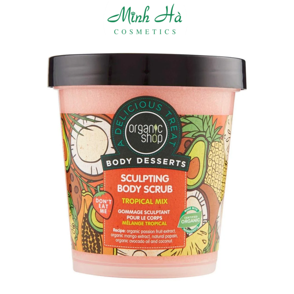 Tẩy tế bào chết toàn thân Organic Shop Body Desserts Scrub 450ml bản EU giúp dưỡng ẩm và làm sạch da