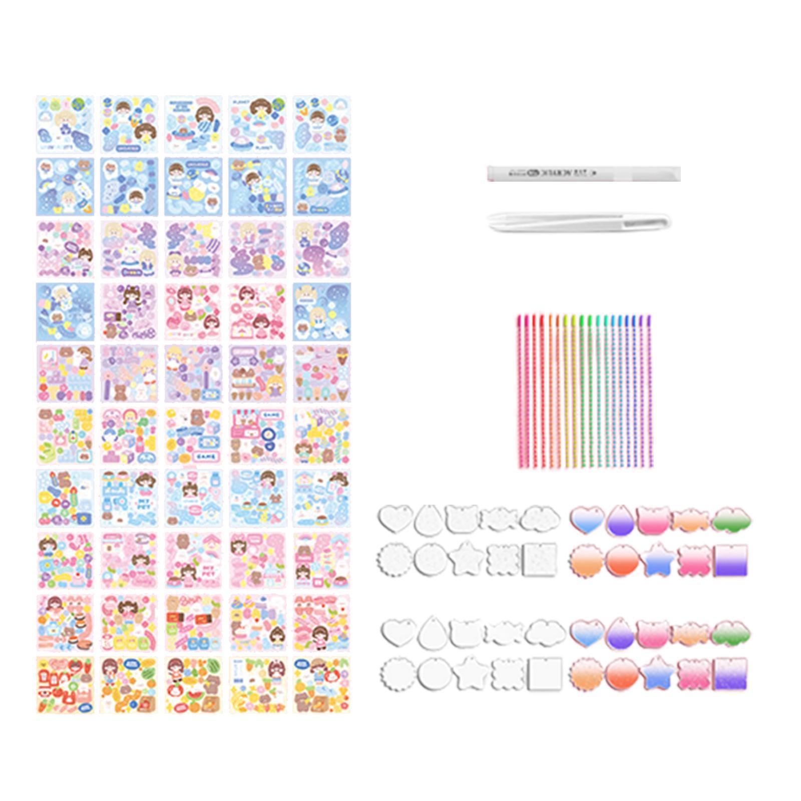 Goo Card DIY Set Kids Arts and Craft Acrylic Disc Hanging Ornament Pendant DIY Kits Card Sticker Set for Card DIY Decor Activities
