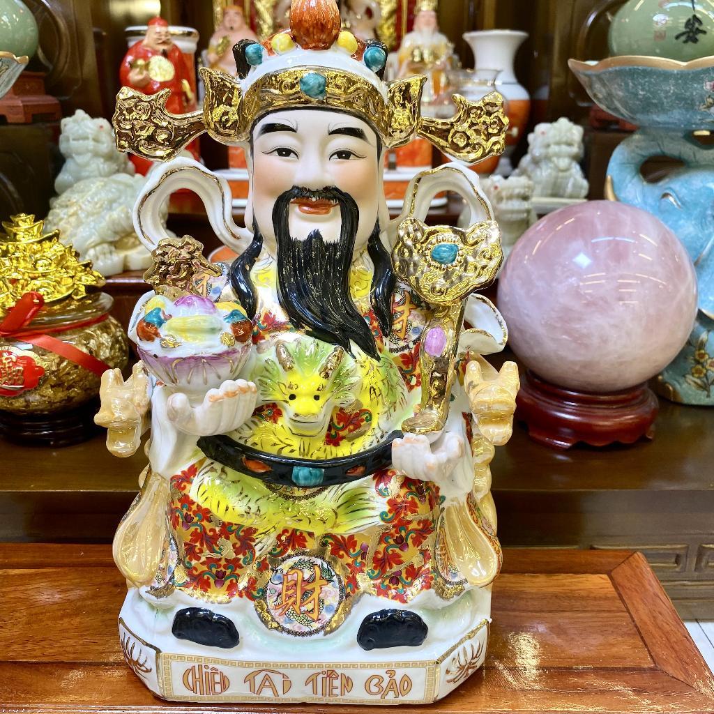 Tượng thần tài, thổ địa gấm đỏ RỒNG VIỆT, tượng thần phát gốm sứ cao cấp