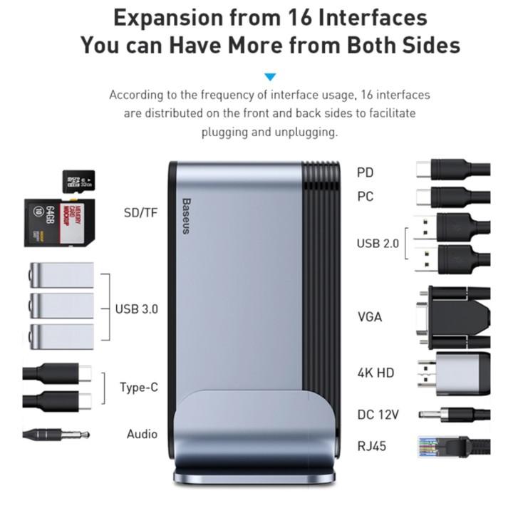 Hub chuyển đổi đa năng hầu hết các thiết bị số 16 trong 1 và 17 trong 1 thương hiệu Baseus - Hàng Chính Hãng