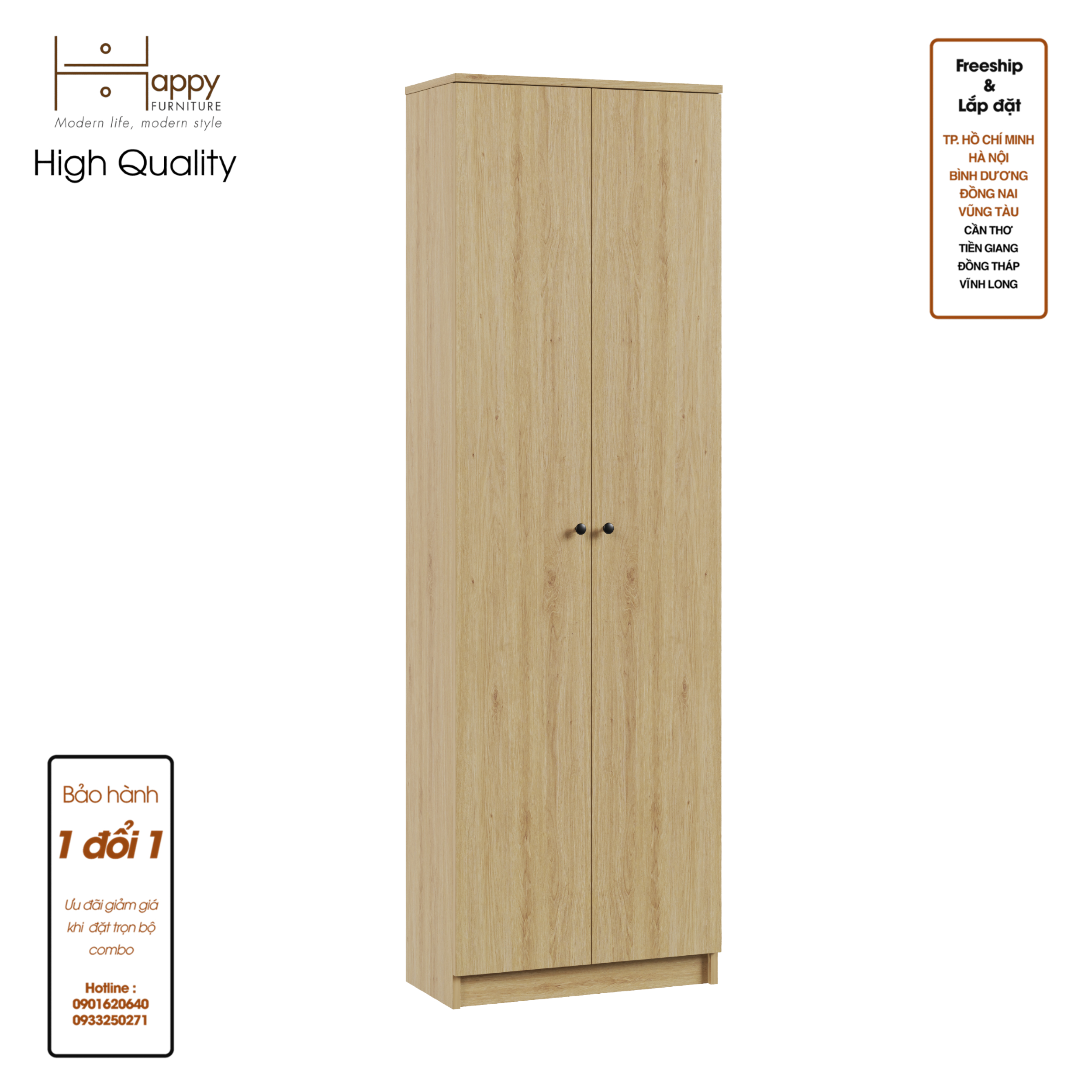 CATY, kệ sách 6 tầng - 2 cửa mở, 60cm x 30cm x 189cm , KSA_004