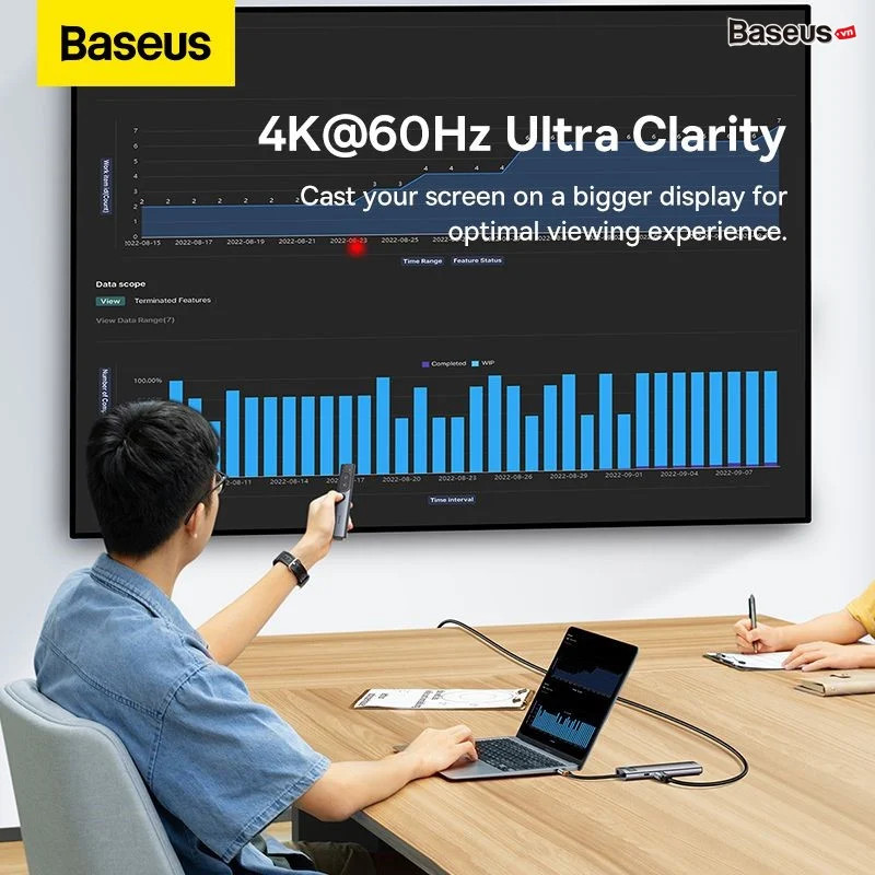 Hub Mở Rộng Đa Năng Baseus StarJoy Type-C HUB Adapter Cho Macbok Laptop Smartphone 4k/60hz - hàng chính hãng