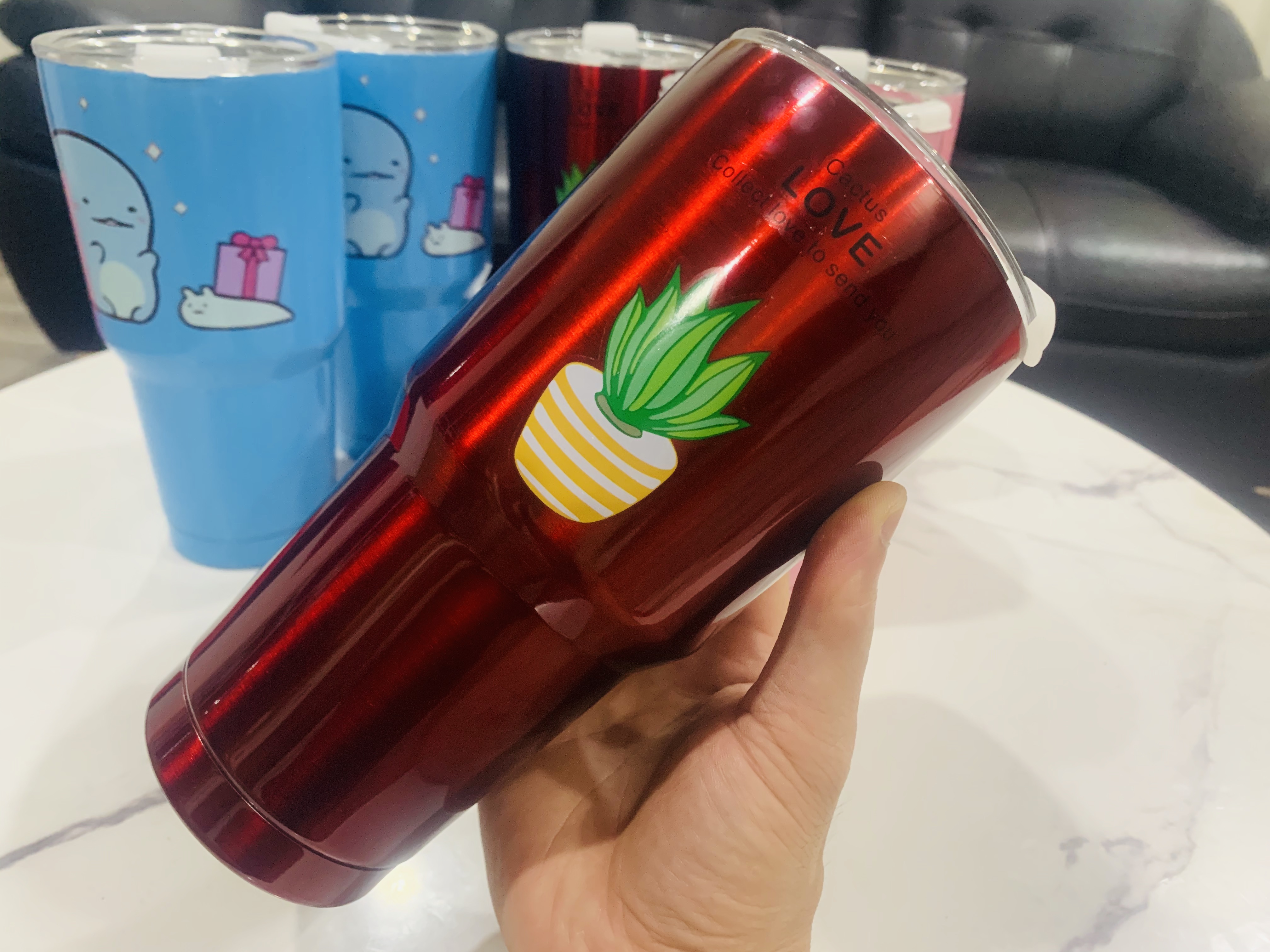 Cốc giữ nhiệt Thái Lan 900ml kèm 2 ống hút, túi đựng và cọ rửa cao cấp