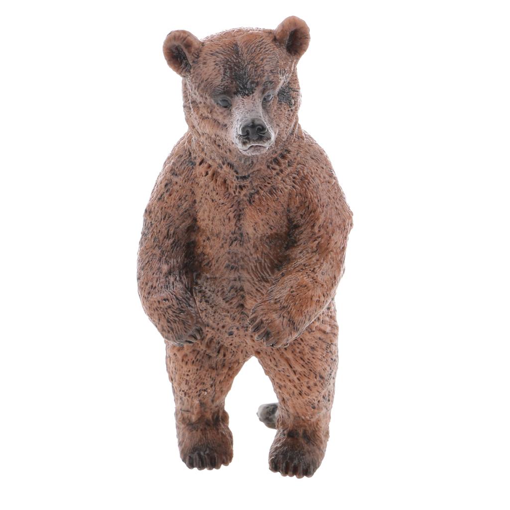 Realistic Standing Brown Bear Wild Animal Model Action Figure Kids Toy Gift