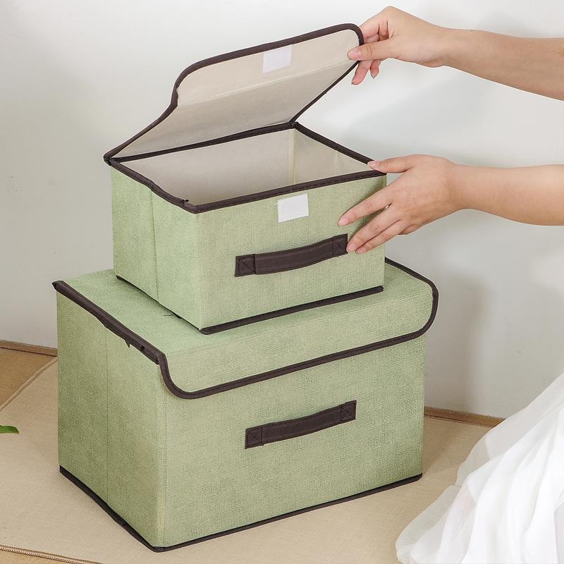 Combo 2 Hộp vải đựng quần áo có nắp 2 size thùng vải đựng đồ có nắp đa năng để đồ cá nhân gấp gọn tiện lợi 88188