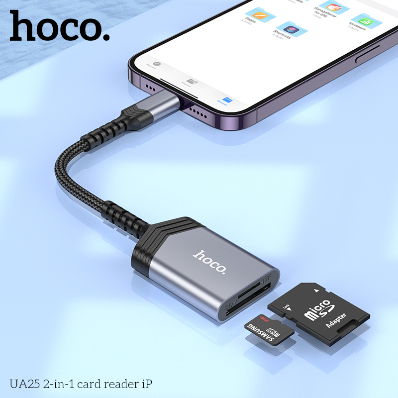 Bộ đọc thẻ nhớ cho điện thoại Type C, IP Hoco UA25, chuyển đổi thẻ nhớ cho thiết bị di động, laptop - hàng chính hãng Hoco Mall Official