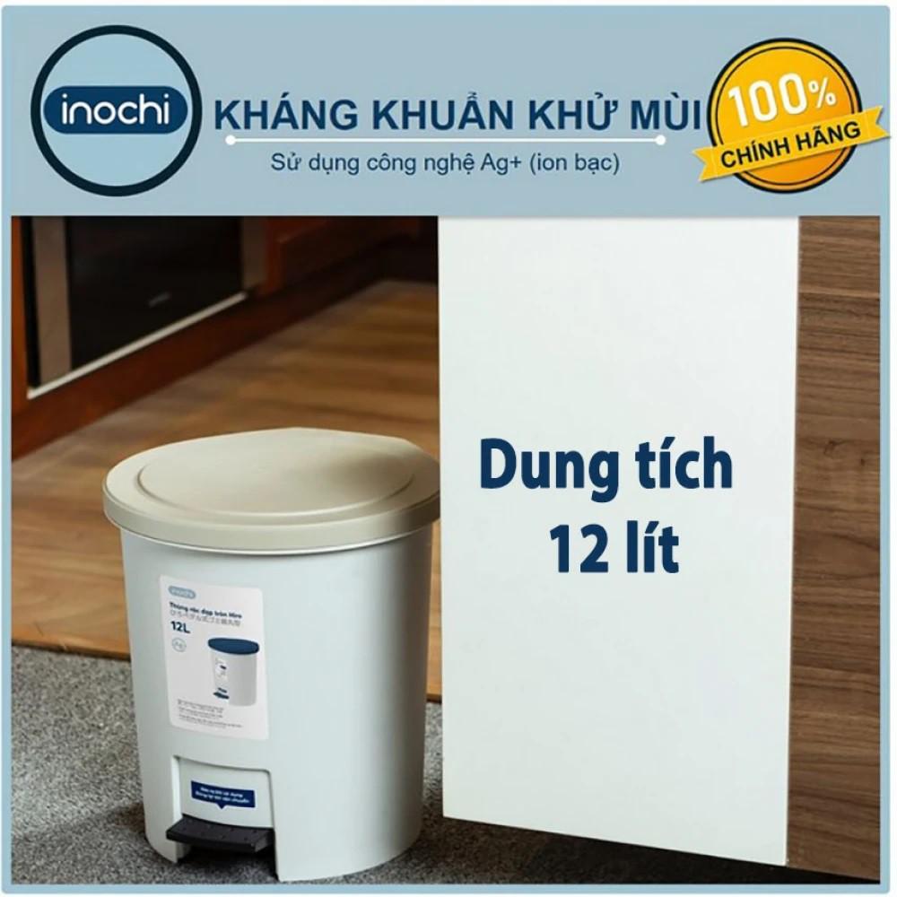 Thùng Rác Inochi Có Nắp Đậy Tròn 12 Lít Làm Sọt Rác Văn Phòng, Đựng Rác Gia Đình, Trong Nhà, Ngoài Trời