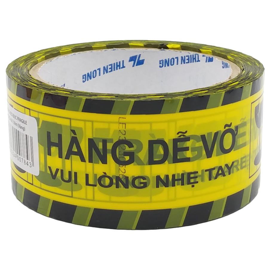 Băng Keo Hàng Dễ Vỡ - Fragile Handle With Care 50 m - Thiên Long BKD-001 - Màu Vàng
