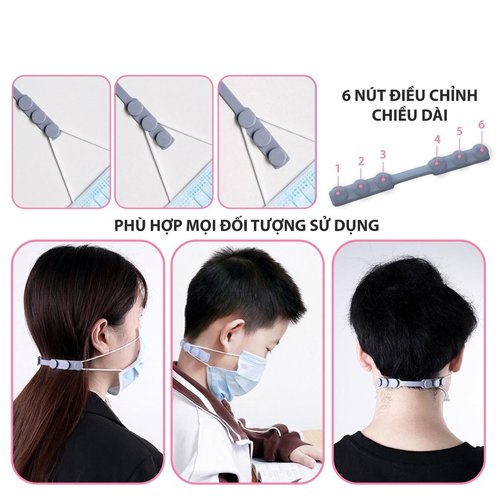 Combo 3 Dây đeo khẩu trang silicone mềm chống đau tai, móc đeo khẩu trang cao cấp Venado