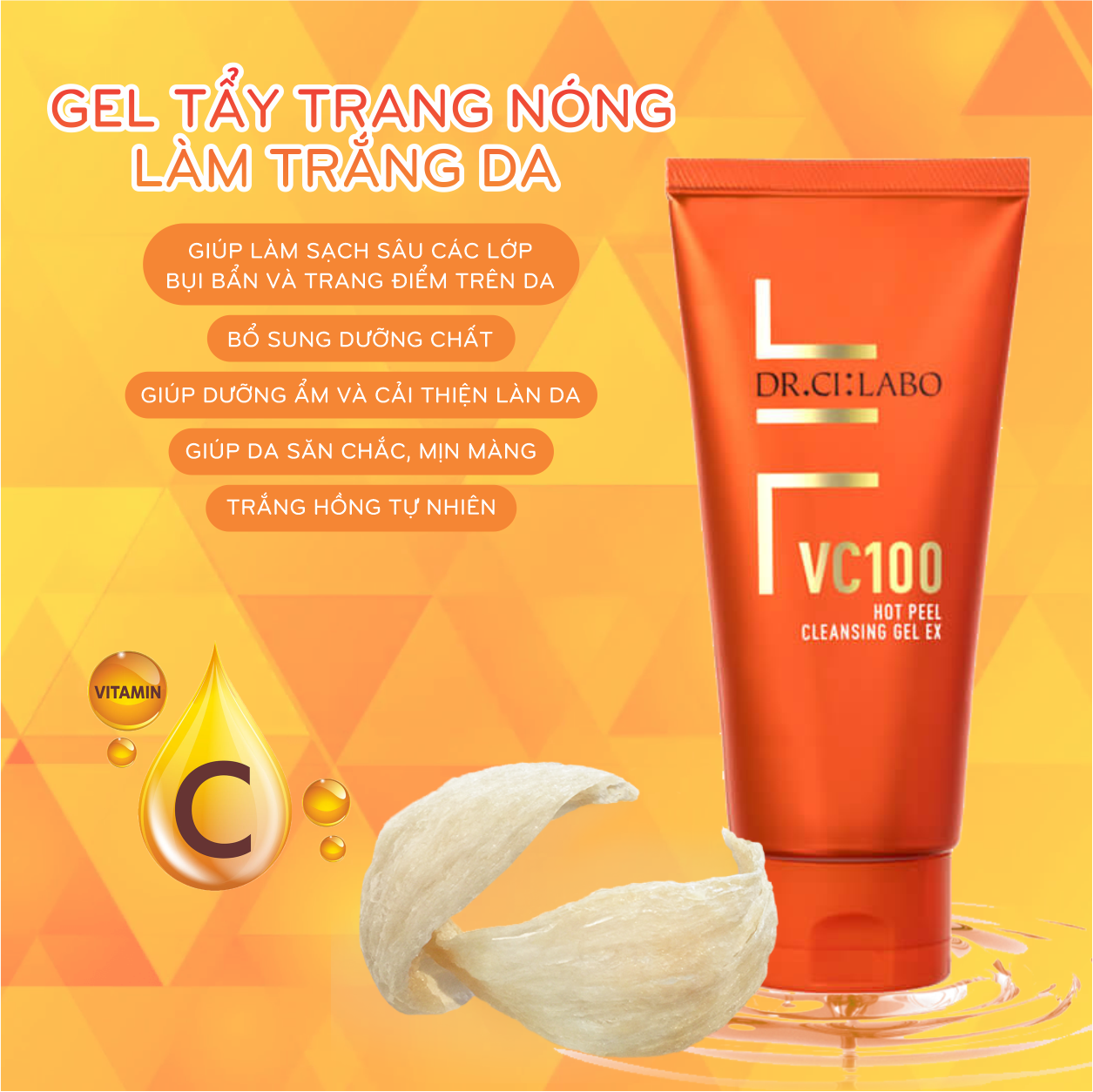 Gel Tẩy Trang Nóng Dr.Ci:Labo VC 100 Hot Peel Cleasing Tẩy Sạch Lớp Trang Điểm Dưỡng Da Trắng Mịn