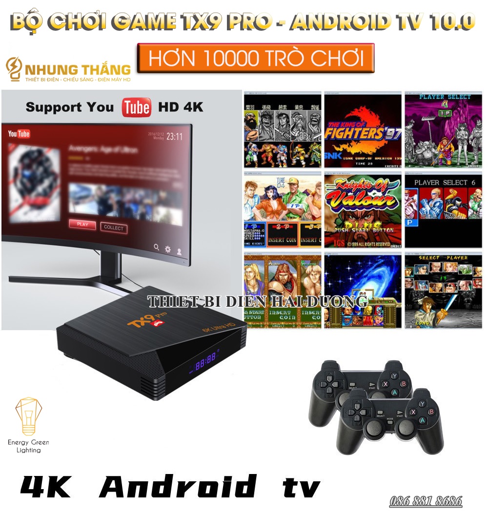 Máy Chơi Game TX9 Pro - Android - Kết Nối Không Dây WIFI - HDMI TV 10000 Trò Chơi - Kèm Thẻ Nhớ 64gb - CÓ VIDEO