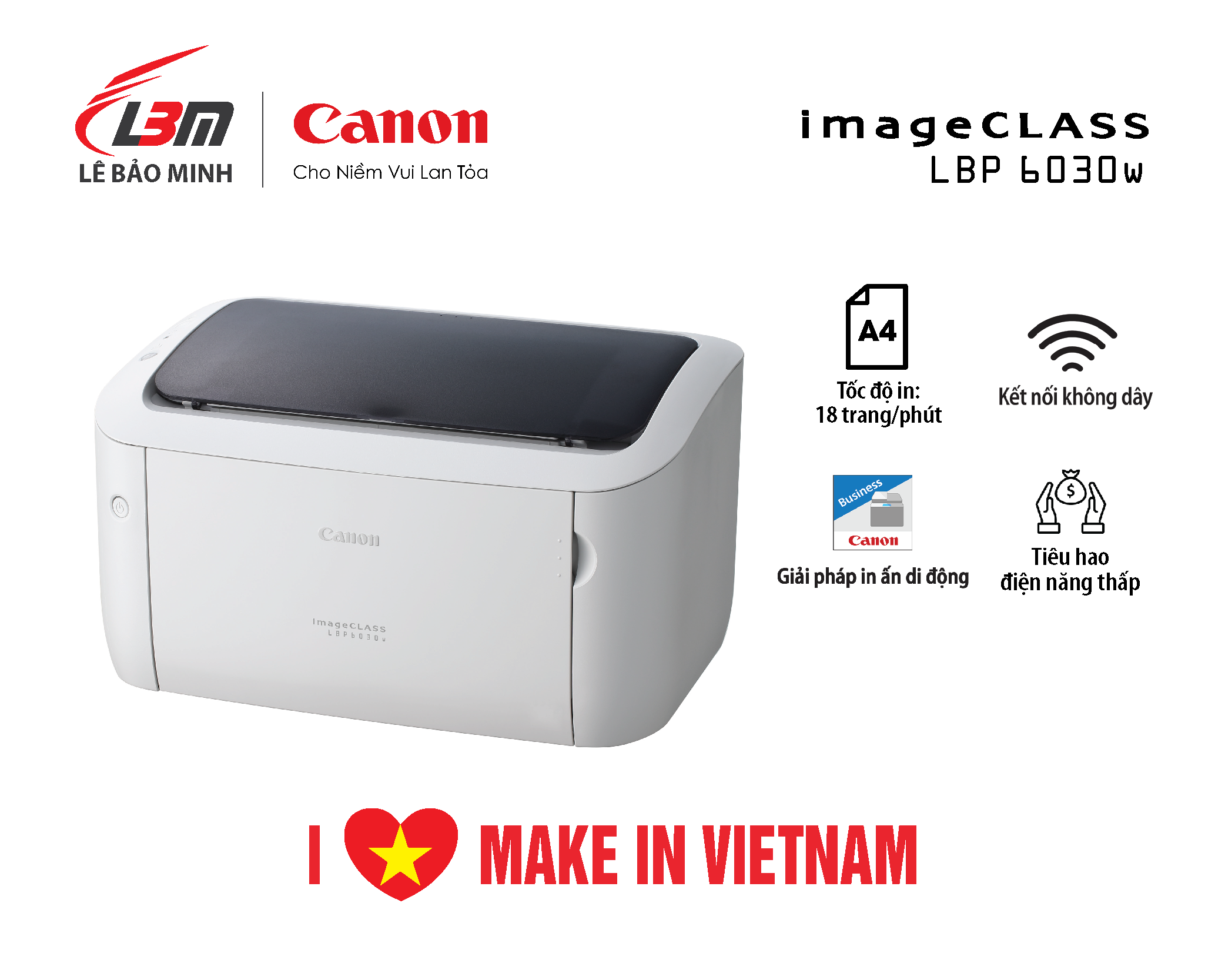 Máy In Laser đơn năng Canon LBP6030w - Hàng chính hãng