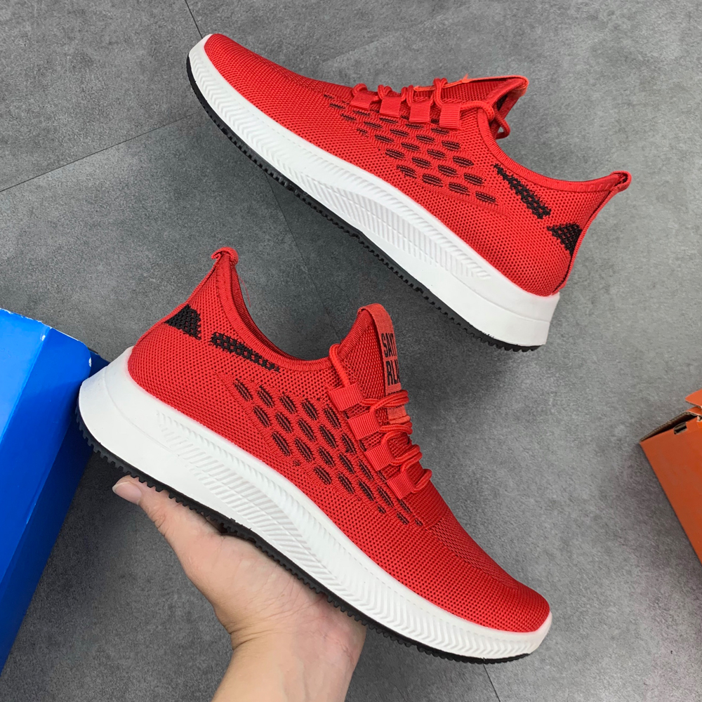 Giày Thể Thao Nam, Giày Sneaker Nam Màu Đỏ Đế Êm Nhẹ S360