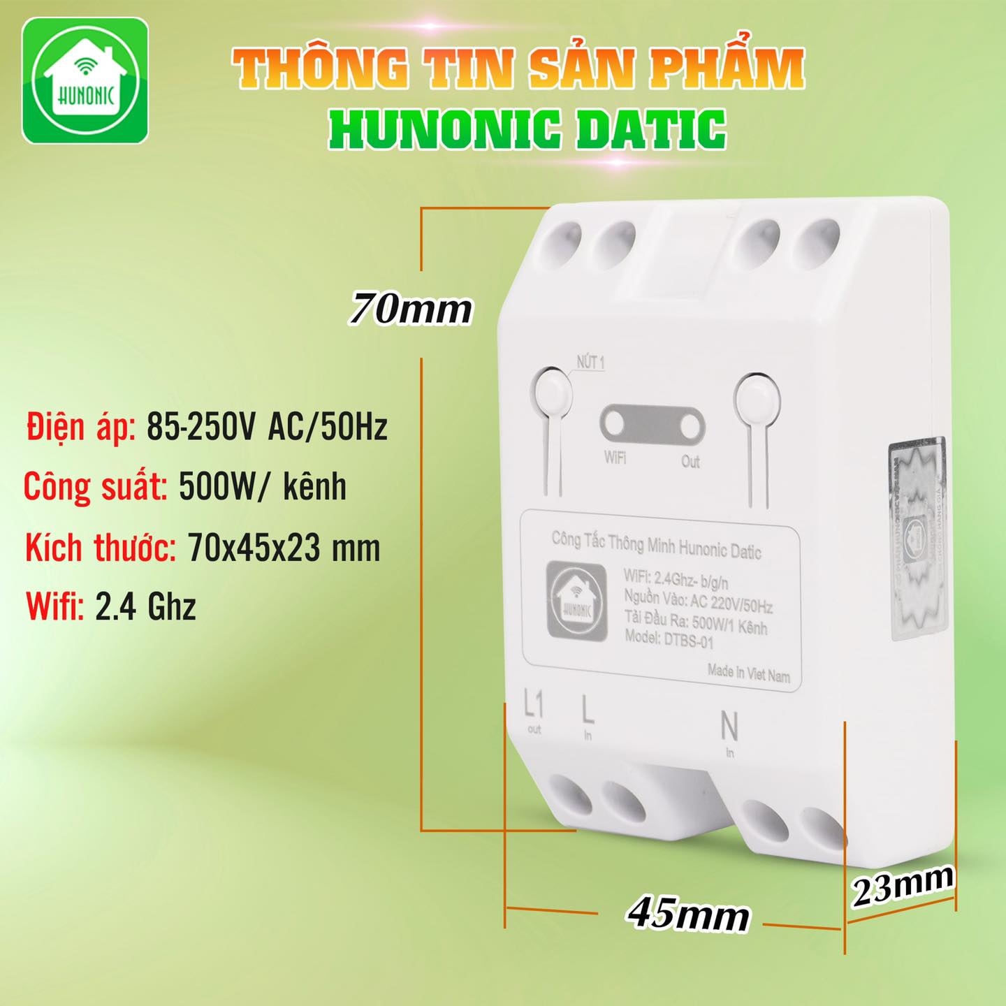 Công tắc thông minh wifi Hunonic Datic việt nam sản xuất hoàn toàn