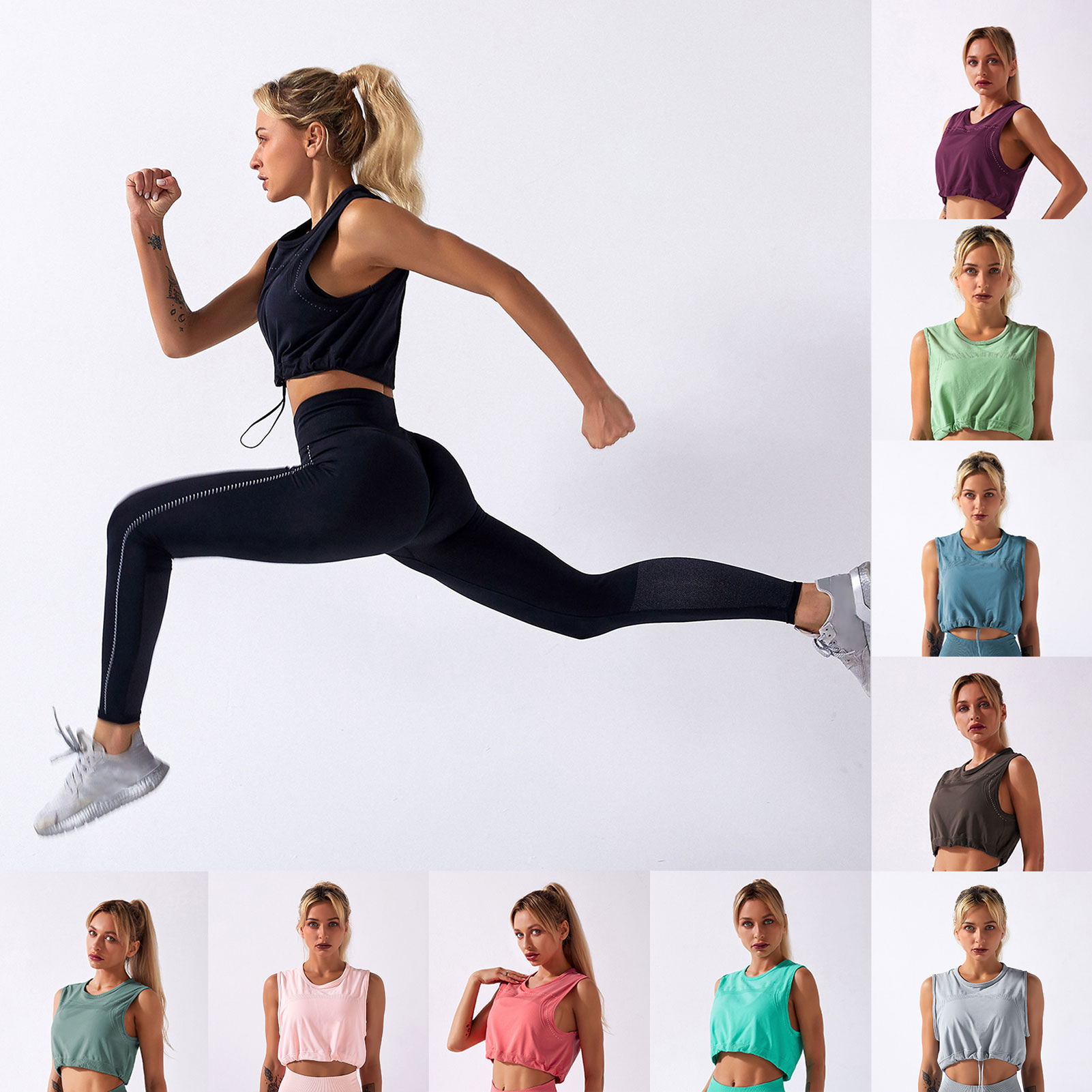 Bộ đồ tập Yoga, thể thao cho nữ, chất liệu vải co giãn cao và thiết kế liền mạch, thoáng khí