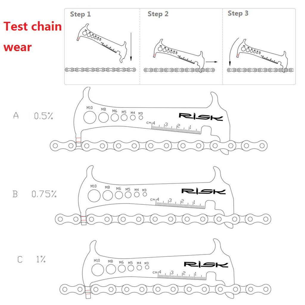 Bike Chain Wear Indicator Gauge Checker Stretched Tool Chain Hook