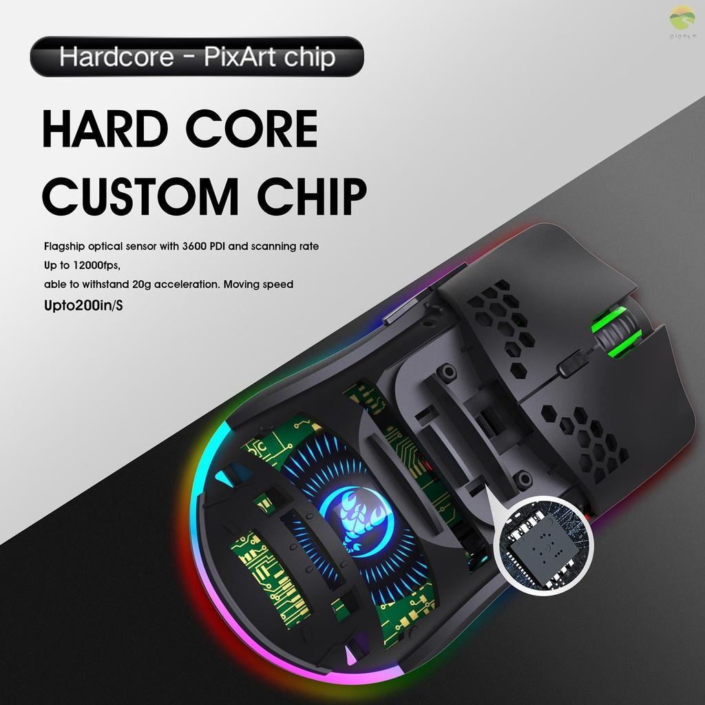 Chuột chơi game không dây T66 dạng sạc đèn RGB 2.4G với DPI có thể điều chỉnh tiện gọn cho laptop/ máy tính để bàn