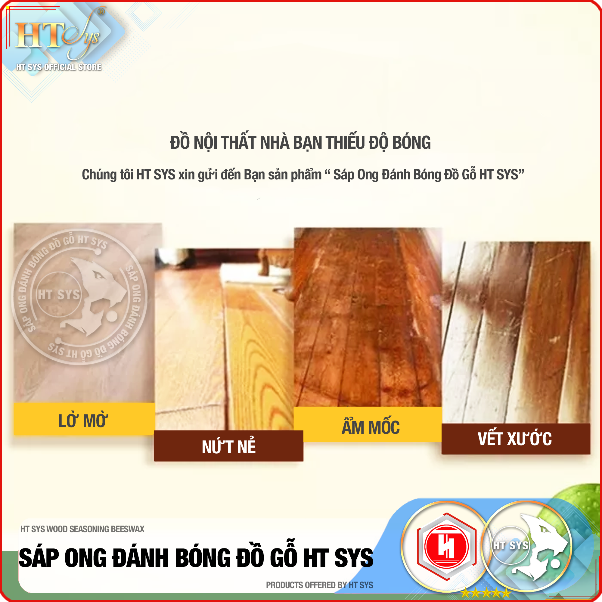 Sáp ong đánh bóng đồ gỗ HTSYS-Beewax