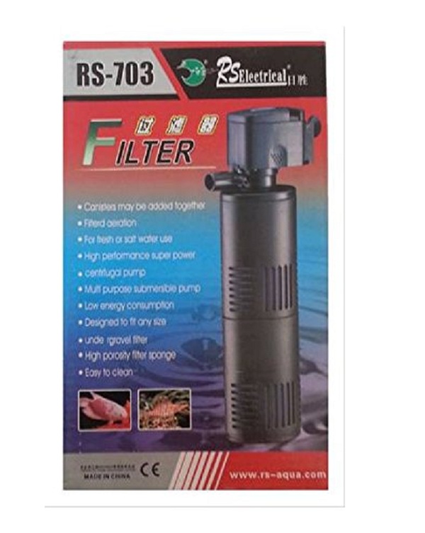 Máy lọc bể cá RS-703, máy lọc chìm gắn thành bể 2 bầu lọc