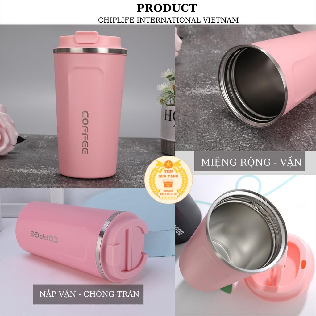 Ly giữ nhiệt coffee 380ml - 500ml | FREE KHẮC TÊN | Cốc cà phê giữ nhiệt màu HỒNG siêu cute phong cách hàn quốc