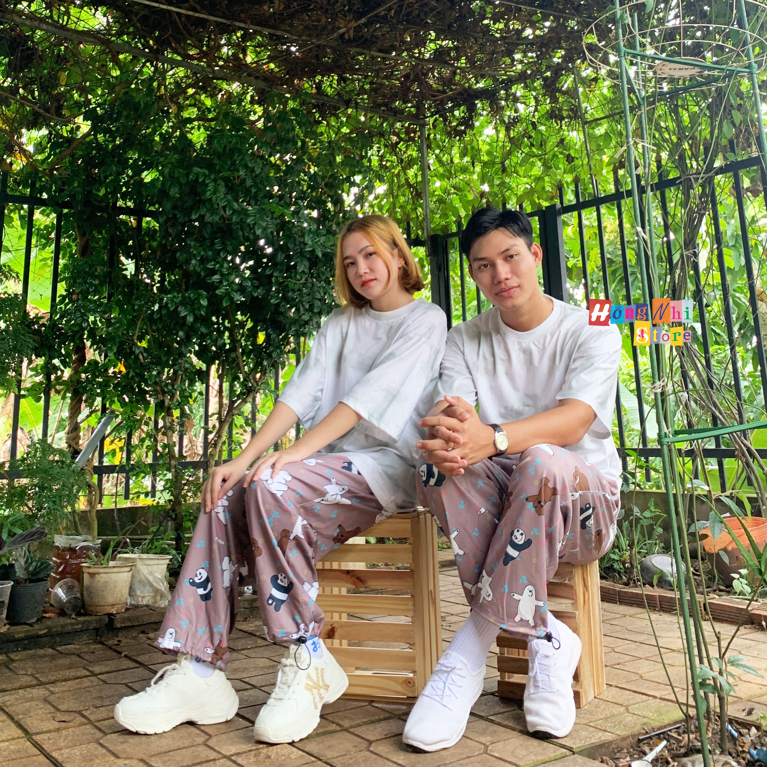 Quần Hoạt Hình Dài Dây Rút Lai Con Gấu Nâu Cartoon Pant Oversize Ulzzang Unisex - MM