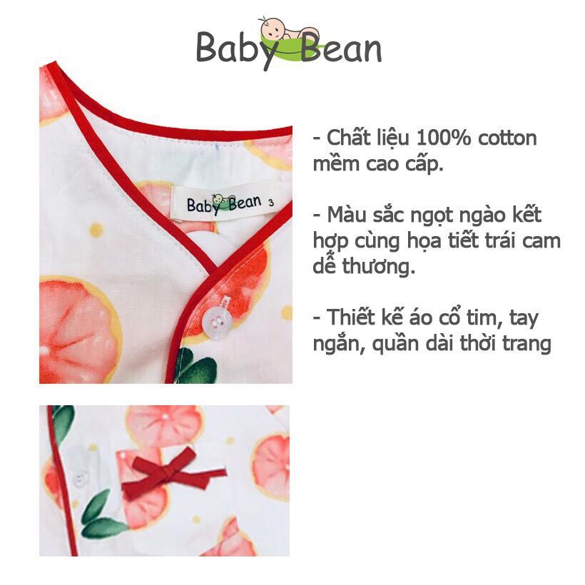 Đồ Bộ Pyjama cổ tim cho bé gái họa tiết cam Baby Bean