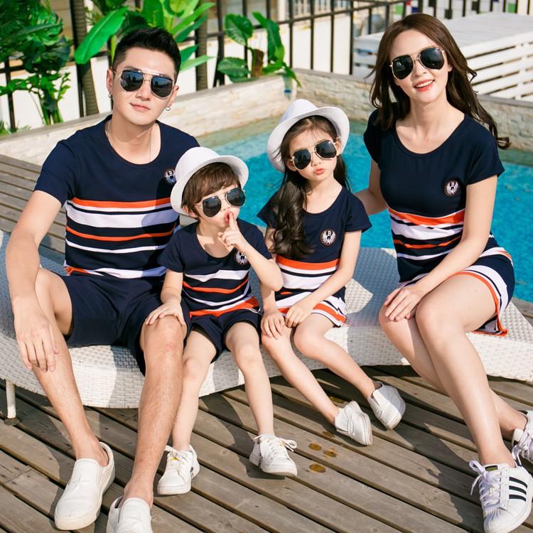 Áo gia đình - Áo váy thun ngắn tay không cổ Cotton cao cấp AG11