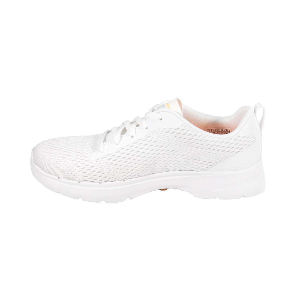 Skechers Nữ Giày Thể Thao Đi Bộ Giặt Máy Được, Tập Gym, Đi Học, Đi Làm, Thường Ngày GOwalk 6 High Energy Walking Air-Cooled Goga Mat Dual-Density, Hyper Pillar Technology, Machine Washable, Ortholite, Ultra Go, Vegan - 124619-WLB