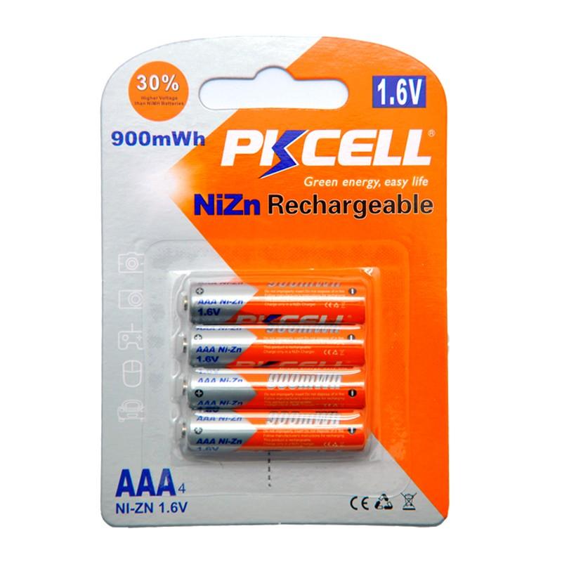 8 Cái/2thẻ Pin PKCELL NIZN 1.6V AAA 900mWh Pin Sạc Ni-ZN 3A Bateria Baterias