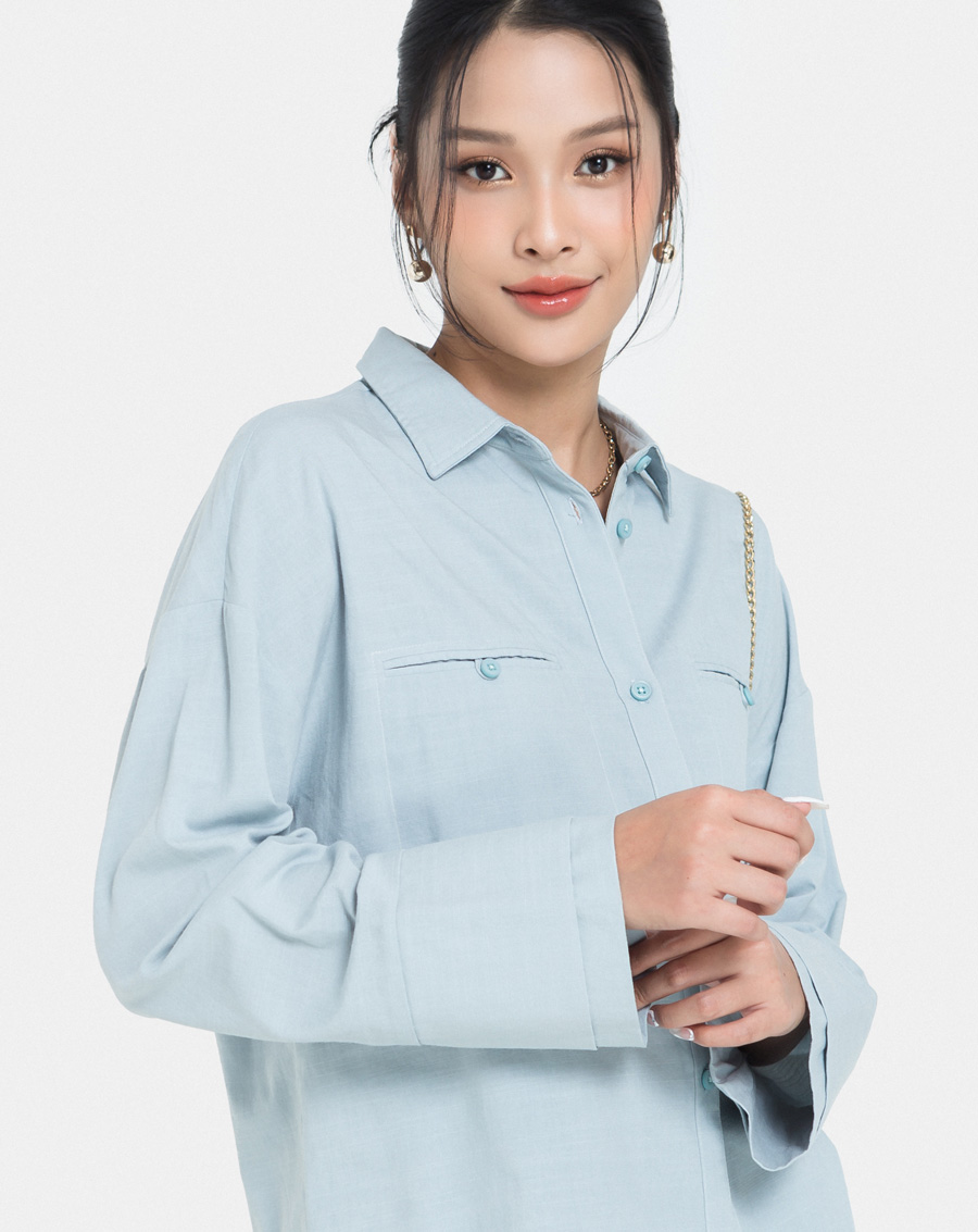 Áo Sơ Mi Nữ Thời Trang JUNO Oversized Tay Dài JNASM004