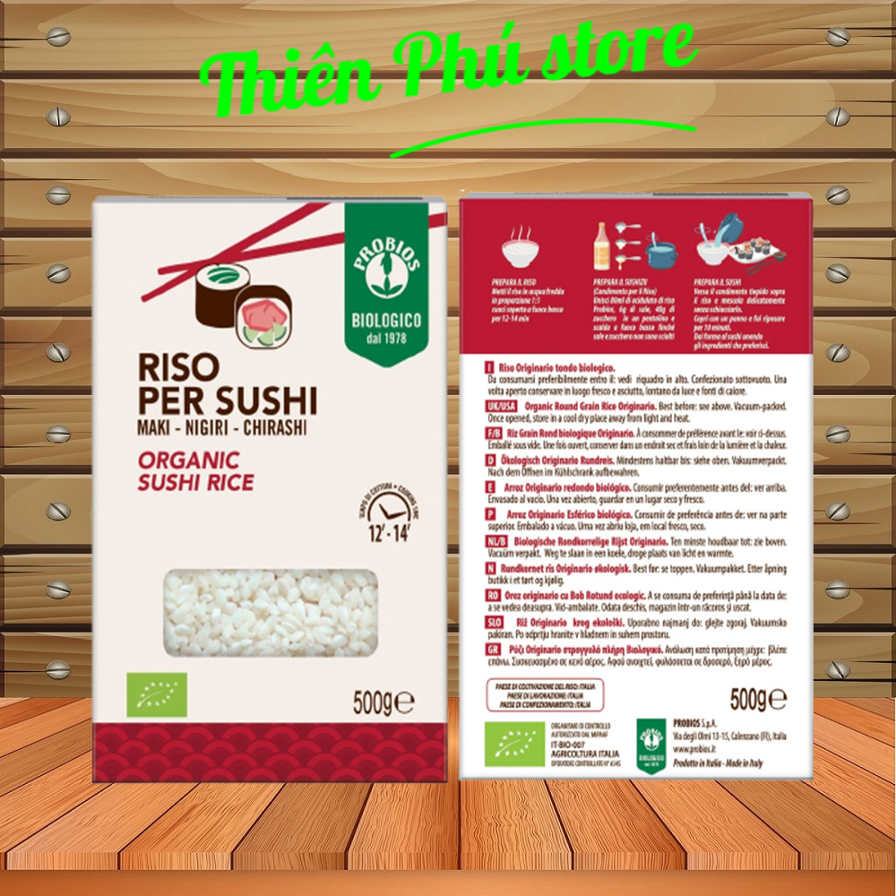 Gạo Ý làm Sushi hữu cơ 500g ProBios Organic Sushi Rice