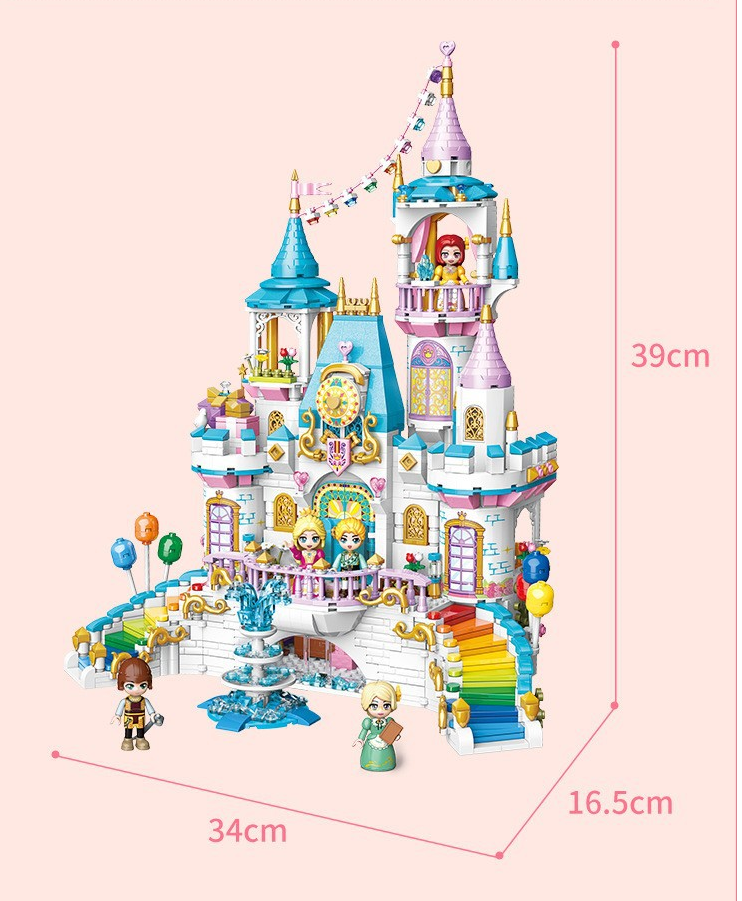 Đồ chơi  lắp ghép. xếp hình thông minh Lâu đài sắc màu Qman 32016 cho bé gái 1373 chi tiết