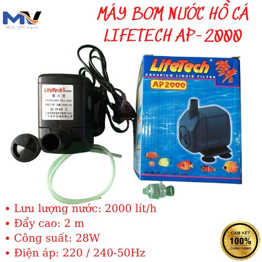 MÁY BƠM NƯỚC HỒ CÁ LIFETECH AP-2000 CÔNG SUẤT 28W, LƯU LƯỢNG 2000L/H | CỬA HÀNG THIẾT BỊ LỌC NƯỚC HỒ CÁ MỘC VINH AQUA