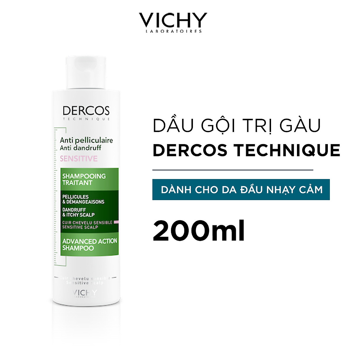 Dầu Gội Dành Cho Da Đầu Nhạy Cảm VICHY Dercos Anti Dandruff Sensitive (200ml) + Quà Tặng