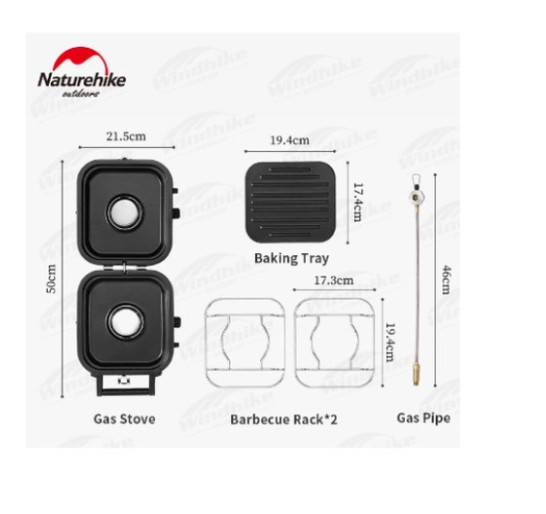 Bếp gas đôi gấp gọn kèm khay nướng gang NatureHike NH22RJ003