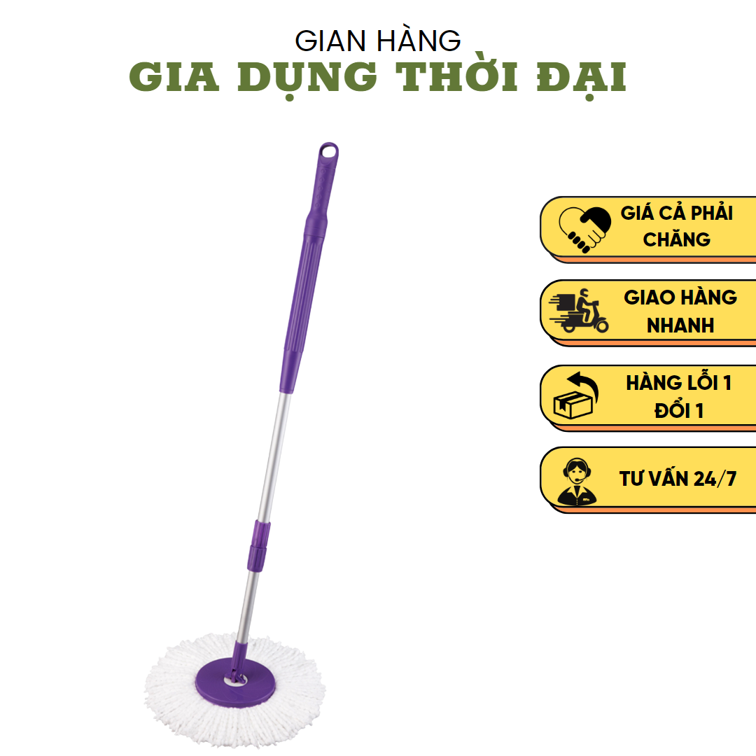 1 Cây Lau Nhà Xoay 360 OMEGA SUPA MOP + 1 Bông Lau Đài Loan - Nhôm cao cấp - Xoay Linh Hoạt - Nhẹ Nhàng