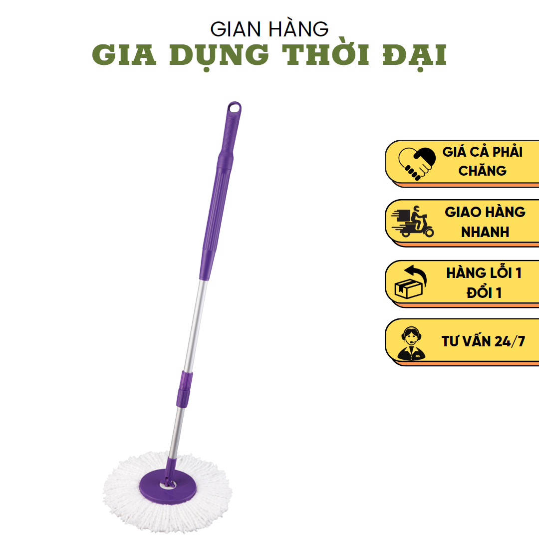 (COMBO) 1 Cây Lau Nhà Xoay 360 OMEGA SUPA MOP + 1 Bông Lau Đài Loan - Nhôm cao cấp - Xoay Linh Hoạt - Nhẹ Nhàng